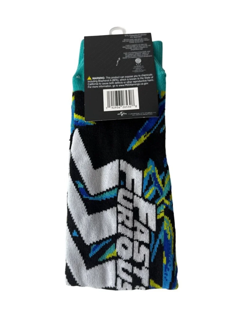 Fast and Furious Mens Crew Socks Black Blue Racing Size 6-13 NWT